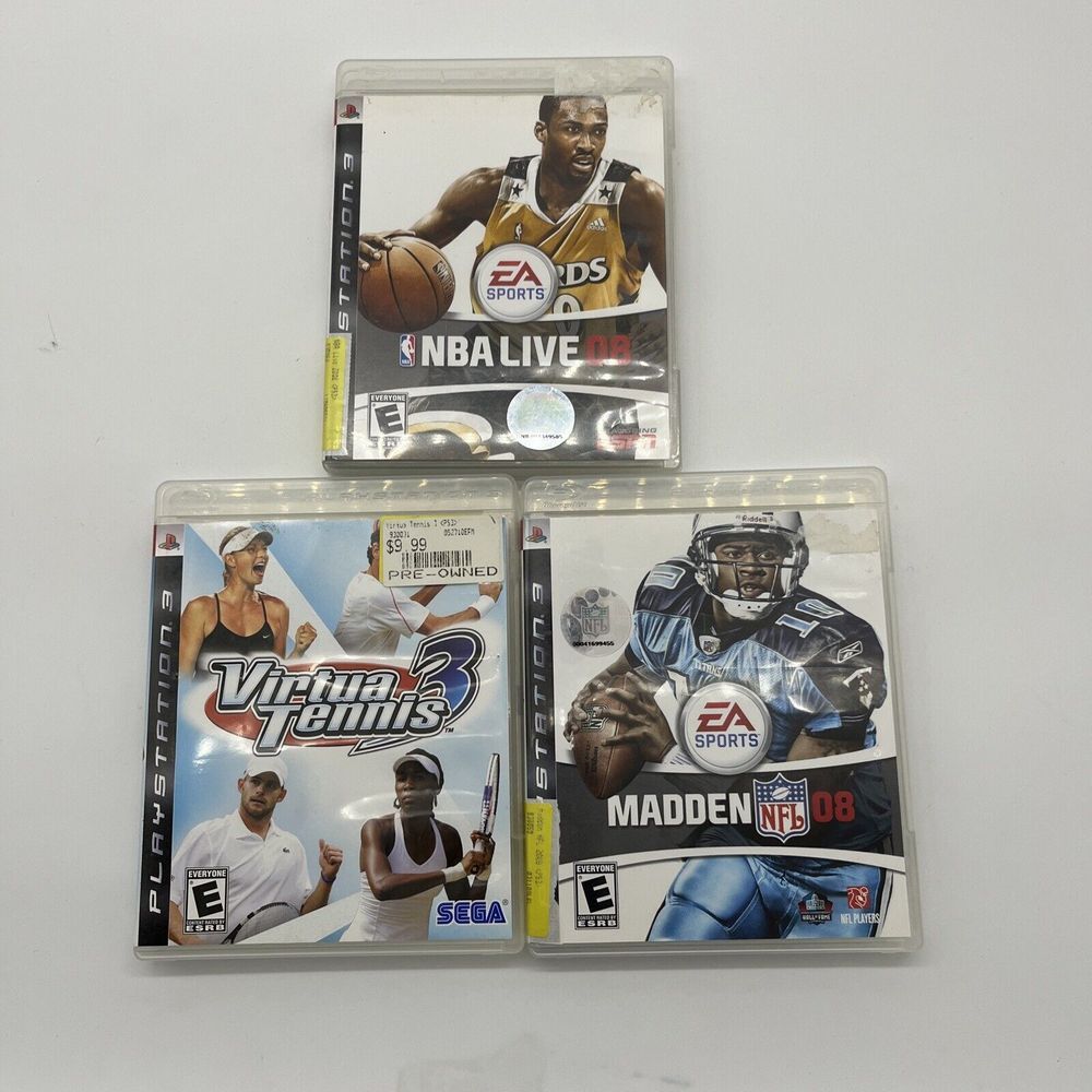 PS3 Virtual Tennis 3, NBA LIVE 08, And MADDEN 08 Lot Of All 3 Games